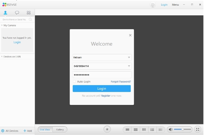 phần mềm xem camera online ezviz cài đặt